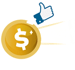 A gold coin with a thumbs up, symbolizing an excellent idea or concept